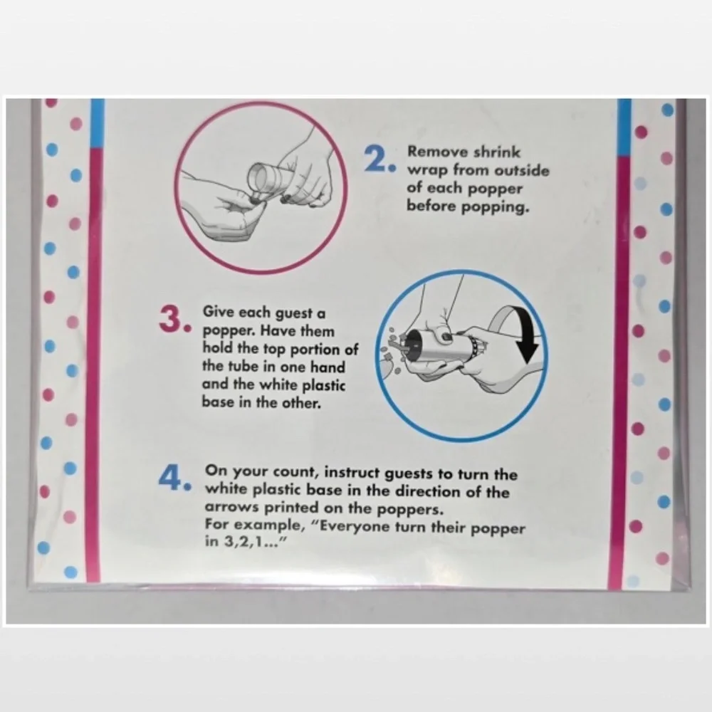 New Amscan Gender Reveal Baby Party Confetti Poppers 12 Pieces Girl Pink NWT